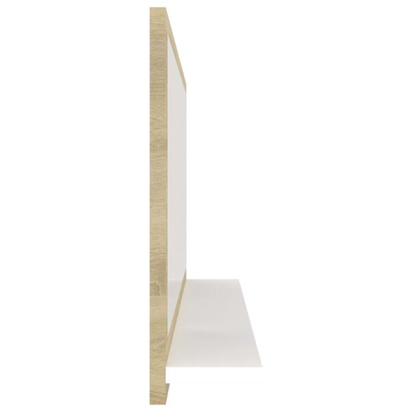 vidaXL Bathroom Mirror White and Sonoma Oak 31.5"x4.1"x14.6" Engineered Wood - Image 5