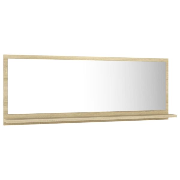 vidaXL Bathroom Mirror Sonoma Oak 39.4"x4.1"x14.6" Engineered Wood - Image 3