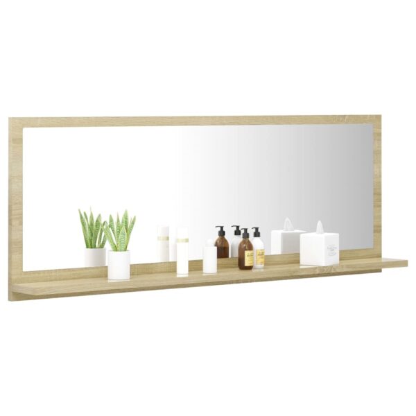 vidaXL Bathroom Mirror Sonoma Oak 39.4"x4.1"x14.6" Engineered Wood - Image 4