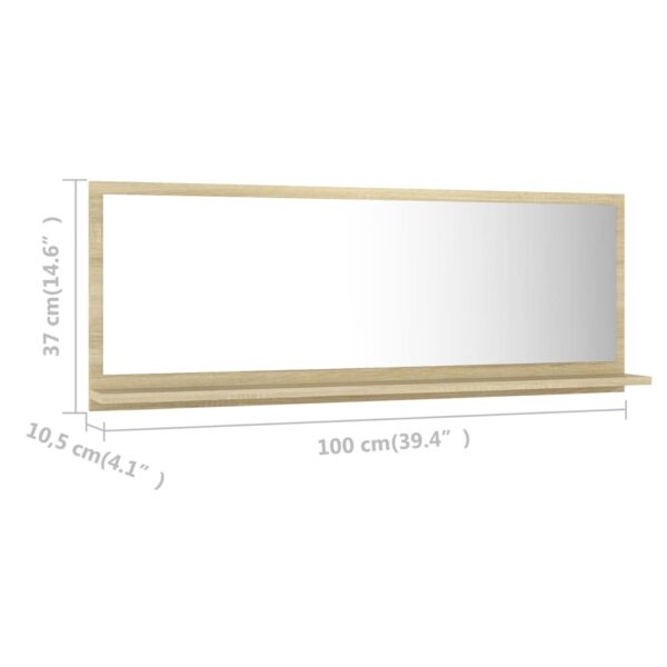 vidaXL Bathroom Mirror Sonoma Oak 39.4"x4.1"x14.6" Engineered Wood - Image 7