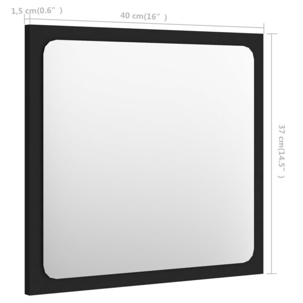 vidaXL Bathroom Mirror Black 15.7"x0.6"x14.6" Engineered Wood - Image 5