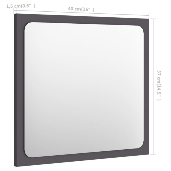 vidaXL Bathroom Mirror Gray 15.7"x0.6"x14.6" Engineered Wood - Image 5