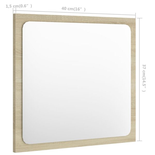 vidaXL Bathroom Mirror Sonoma Oak 15.7"x0.6"x14.6" Engineered Wood - Image 5