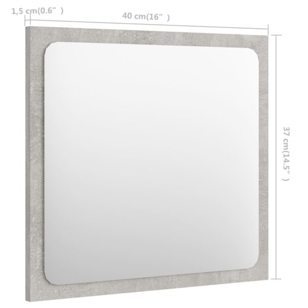 vidaXL Bathroom Mirror Concrete Gray 15.7"x0.6"x14.6" Engineered Wood - Image 5