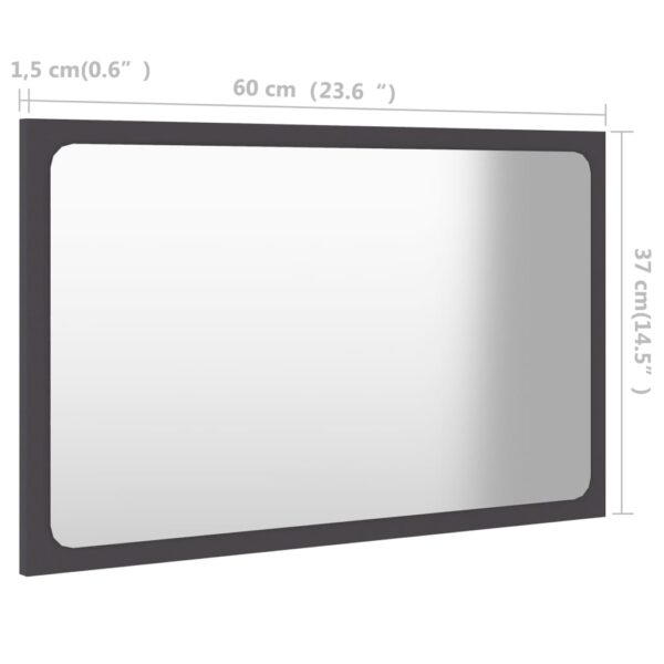 vidaXL Bathroom Mirror Gray 23.6"x0.6"x14.6" Engineered Wood - Image 5