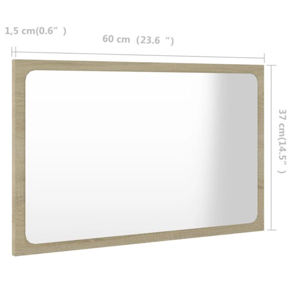 vidaXL Bathroom Mirror Sonoma Oak 23.6"x0.6"x14.6" Engineered Wood - Image 5