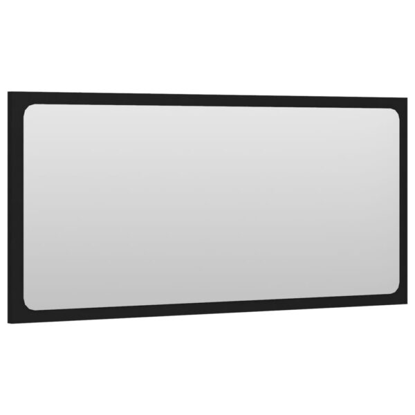 vidaXL Bathroom Mirror Black 31.5"x0.6"x14.6" Engineered Wood - Image 3