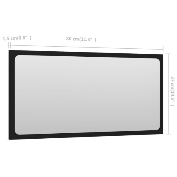 vidaXL Bathroom Mirror Black 31.5"x0.6"x14.6" Engineered Wood - Image 5