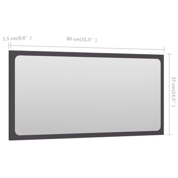 vidaXL Bathroom Mirror Gray 31.5"x0.6"x14.6" Engineered Wood - Image 5