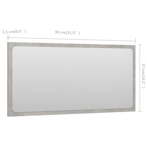 vidaXL Bathroom Mirror Concrete Gray 31.5"x0.6"x14.6" Engineered Wood - Image 5