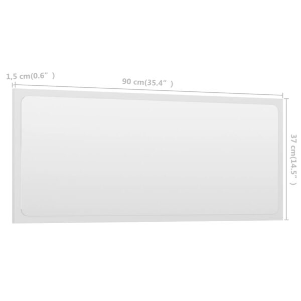 vidaXL Bathroom Mirror White 35.4"x0.6"x14.6" Engineered Wood - Image 5