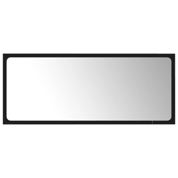 vidaXL Bathroom Mirror Black 35.4"x0.6"x14.6" Engineered Wood - Image 2