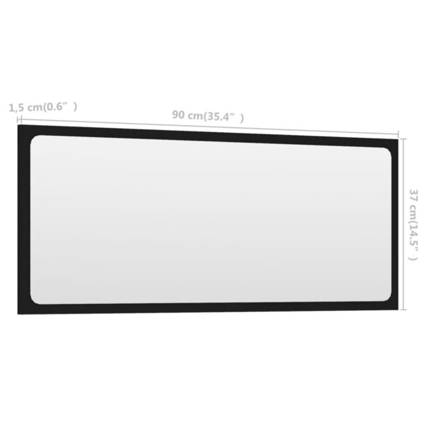 vidaXL Bathroom Mirror Black 35.4"x0.6"x14.6" Engineered Wood - Image 5