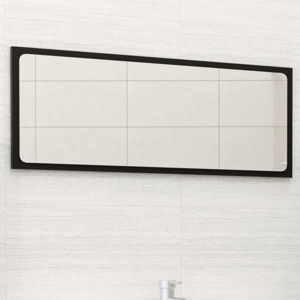 vidaXL Bathroom Mirror Black 35.4"x0.6"x14.6" Engineered Wood