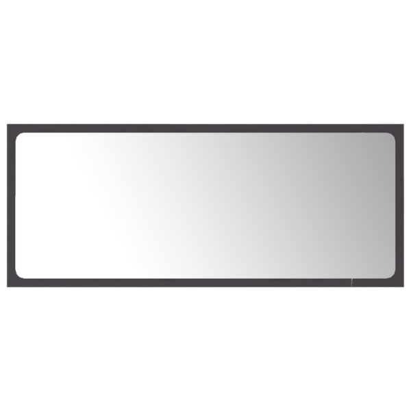 vidaXL Bathroom Mirror Gray 35.4"x0.6"x14.6" Engineered Wood - Image 2