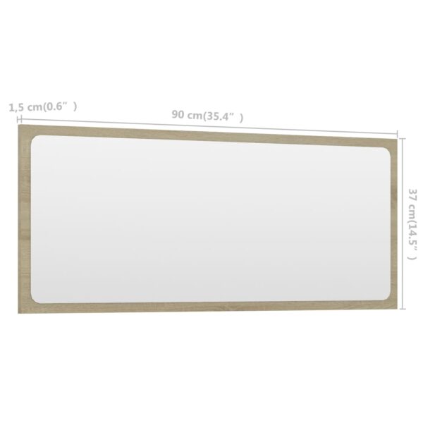 vidaXL Bathroom Mirror Sonoma Oak 35.4"x0.6"x14.6" Engineered Wood - Image 5