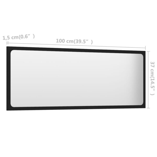 vidaXL Bathroom Mirror Black 39.4"x0.6"x14.6" Engineered Wood - Image 5