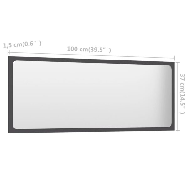 vidaXL Bathroom Mirror Gray 39.4"x0.6"x14.6" Engineered Wood - Image 5