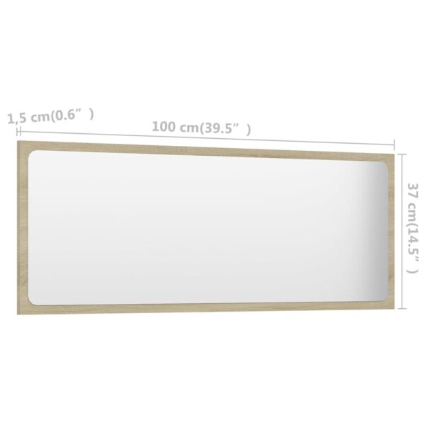 vidaXL Bathroom Mirror Sonoma Oak 39.4"x0.6"x14.6" Engineered Wood - Image 5