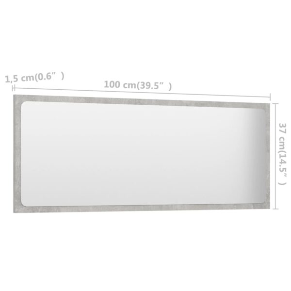 vidaXL Bathroom Mirror Concrete Gray 39.4"x0.6"x14.6" Engineered Wood - Image 5