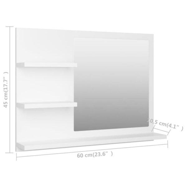 vidaXL Bathroom Mirror White 23.6"x4.1"x17.7" Engineered Wood - Image 7