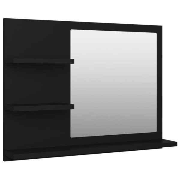 vidaXL Bathroom Mirror Black 23.6"x4.1"x17.7" Engineered Wood - Image 2