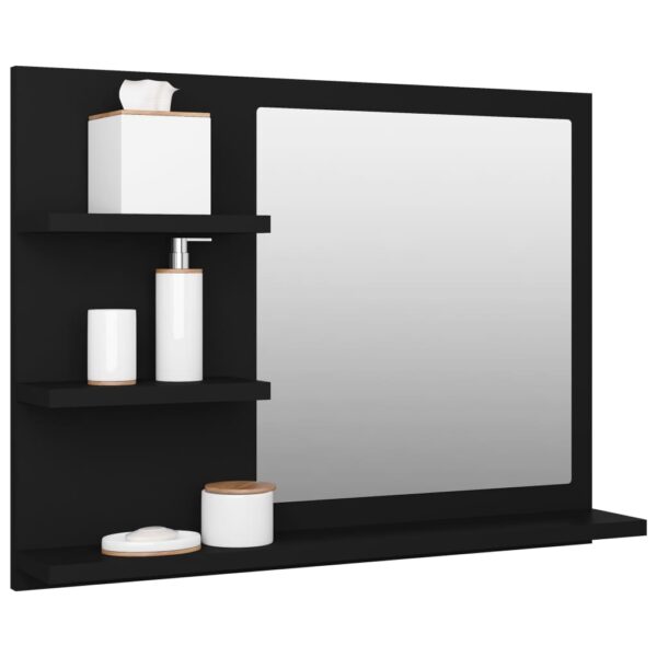 vidaXL Bathroom Mirror Black 23.6"x4.1"x17.7" Engineered Wood - Image 3