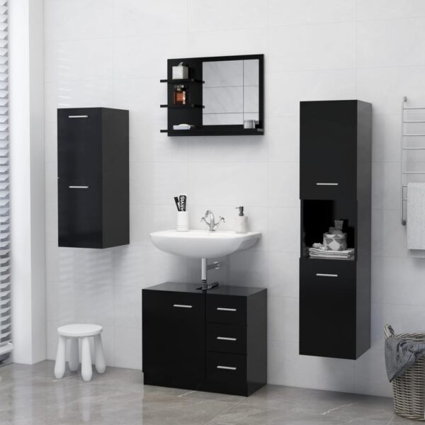 vidaXL Bathroom Mirror Black 23.6"x4.1"x17.7" Engineered Wood - Image 6