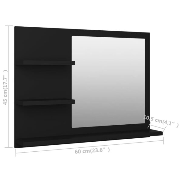 vidaXL Bathroom Mirror Black 23.6"x4.1"x17.7" Engineered Wood - Image 7