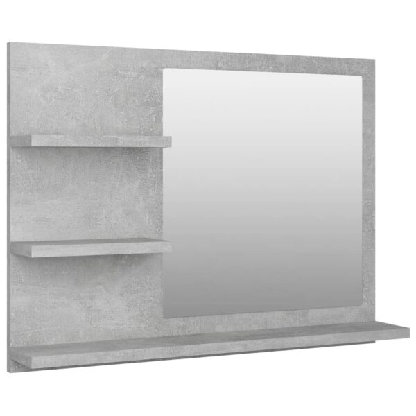 vidaXL Bathroom Mirror Concrete Gray 23.6"x4.1"x17.7" Engineered Wood - Image 2