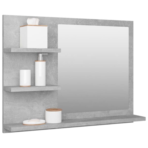 vidaXL Bathroom Mirror Concrete Gray 23.6"x4.1"x17.7" Engineered Wood - Image 3