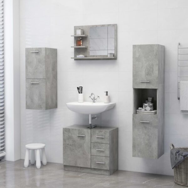 vidaXL Bathroom Mirror Concrete Gray 23.6"x4.1"x17.7" Engineered Wood - Image 6