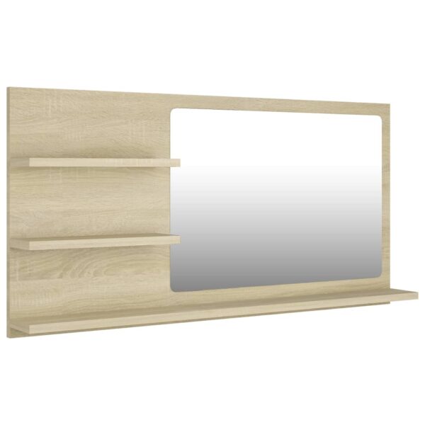 vidaXL Bathroom Mirror Sonoma Oak 35.4"x4.1"x17.7" Engineered Wood - Image 2