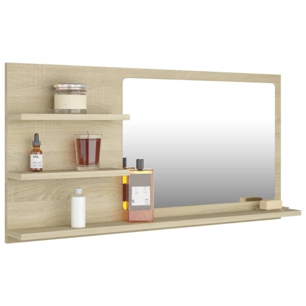 vidaXL Bathroom Mirror Sonoma Oak 35.4"x4.1"x17.7" Engineered Wood - Image 3