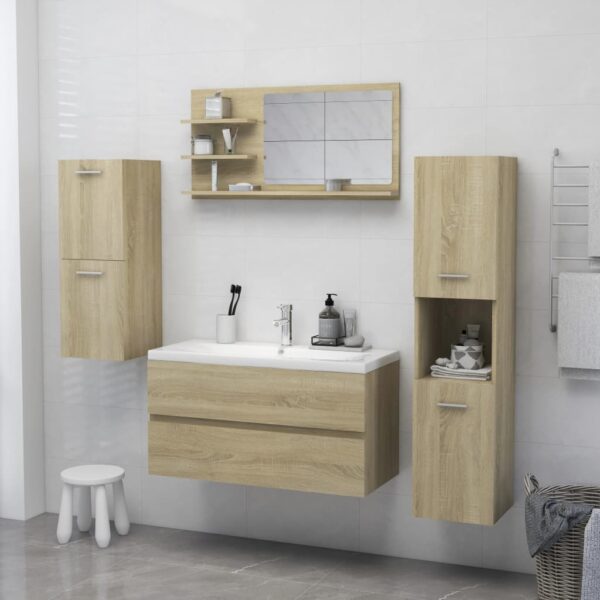 vidaXL Bathroom Mirror Sonoma Oak 35.4"x4.1"x17.7" Engineered Wood - Image 4