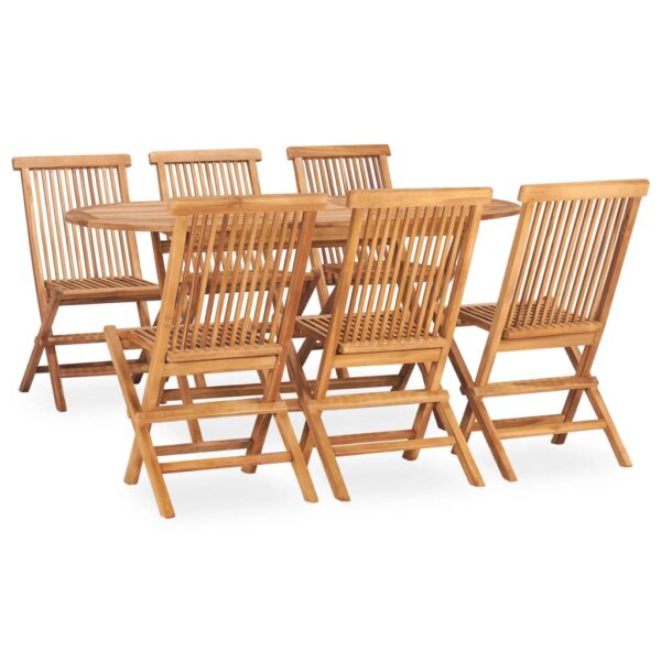 vidaXL 7 Piece Folding Patio Dining Set Solid Teak Wood