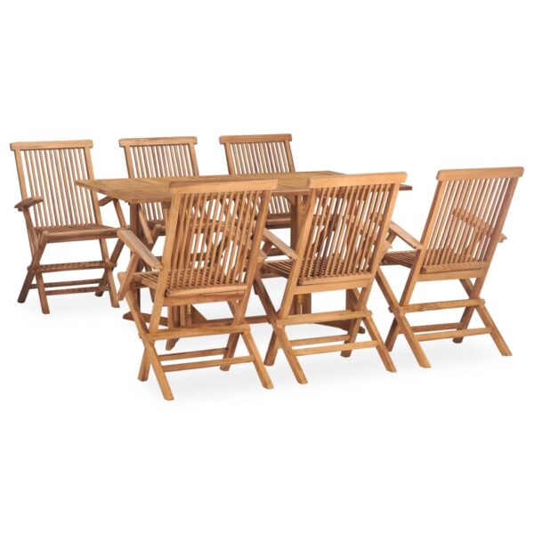 vidaXL 7 Piece Folding Patio Dining Set Solid Teak Wood