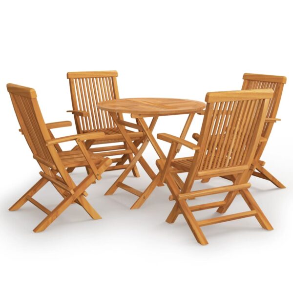 vidaXL 5 Piece Patio Dining Set Solid Teak Wood - Image 2