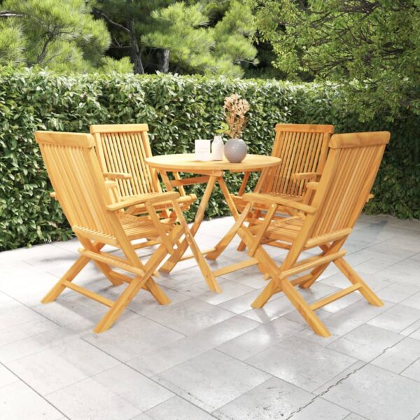 vidaXL 5 Piece Patio Dining Set Solid Teak Wood