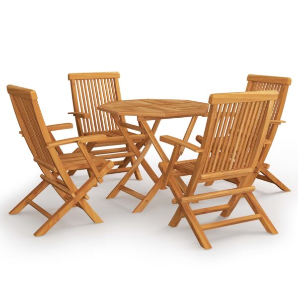 vidaXL 5 Piece Patio Dining Set Solid Teak Wood - Image 2