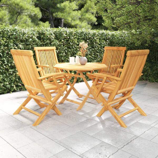 vidaXL 5 Piece Patio Dining Set Solid Teak Wood