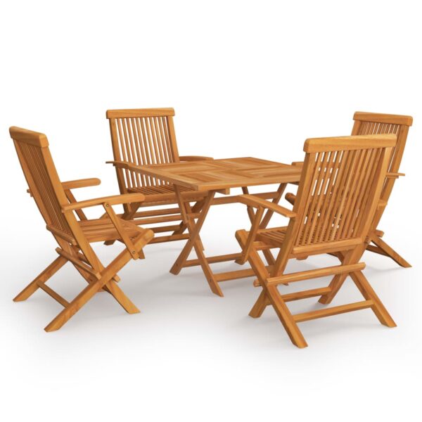 vidaXL 5 Piece Patio Dining Set Solid Teak Wood - Image 2