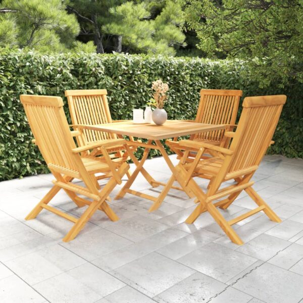 vidaXL 5 Piece Patio Dining Set Solid Teak Wood