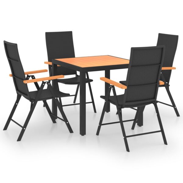 vidaXL 5 Piece Patio Dining Set Black and Brown - Image 2