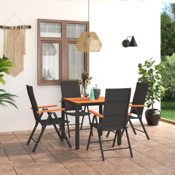 vidaXL 5 Piece Patio Dining Set Black and Brown