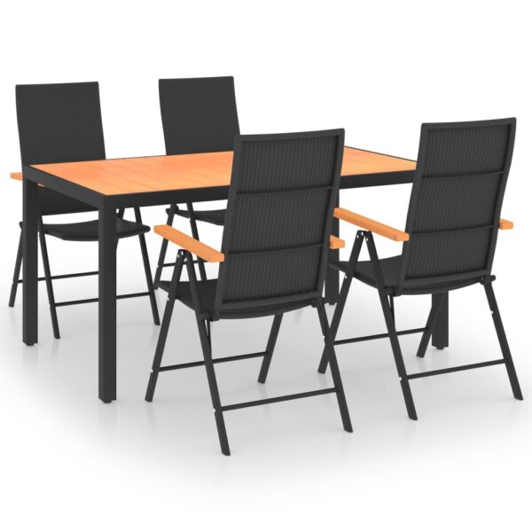 vidaXL 5 Piece Patio Dining Set Black and Brown - Image 2