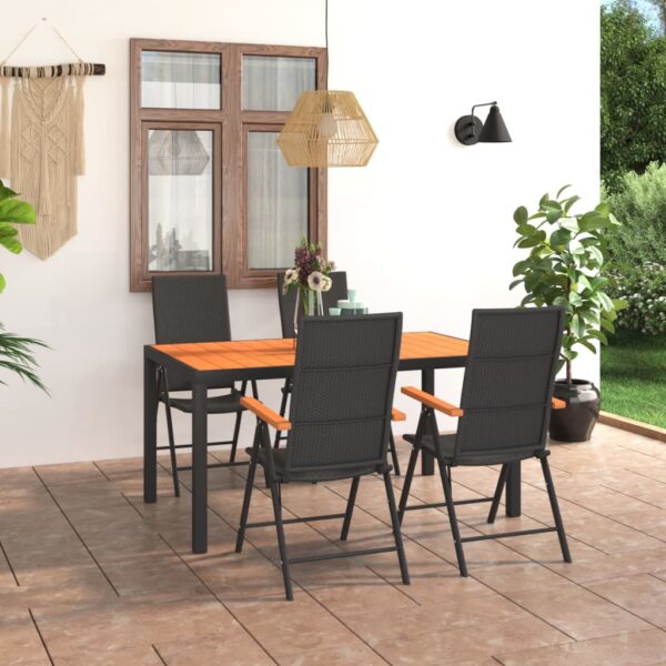 vidaXL 5 Piece Patio Dining Set Black and Brown