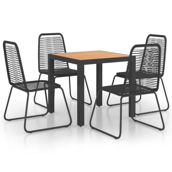 vidaXL 5 Piece Patio Dining Set PVC Rattan Black and Brown - Image 2