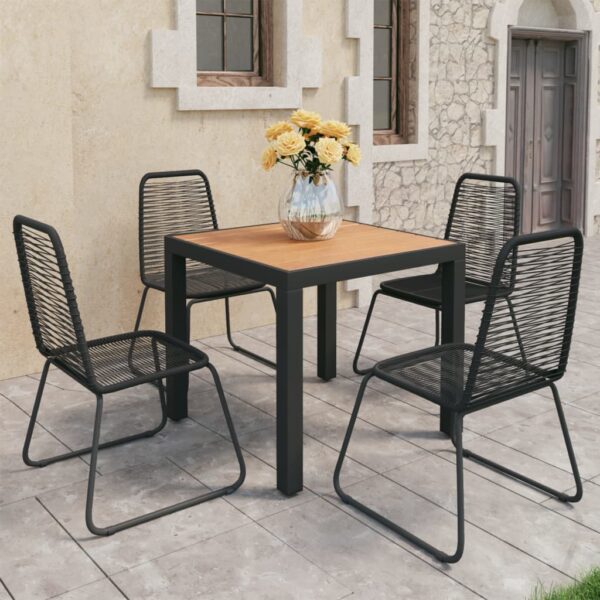 vidaXL 5 Piece Patio Dining Set PVC Rattan Black and Brown