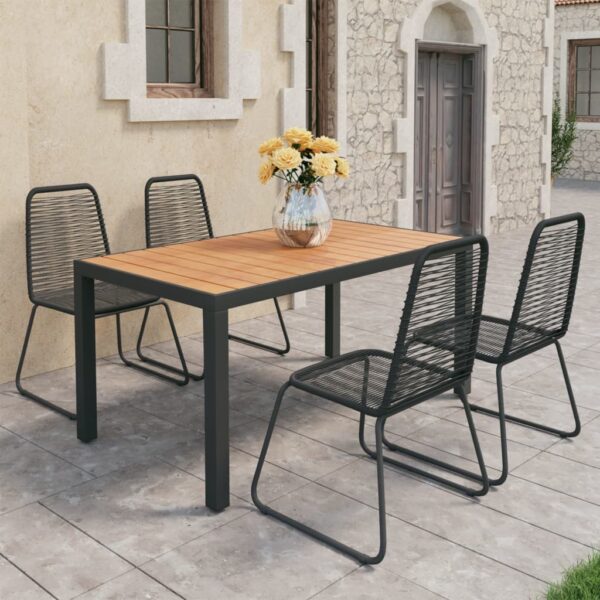 vidaXL 5 Piece Patio Dining Set PVC Rattan Black and Brown